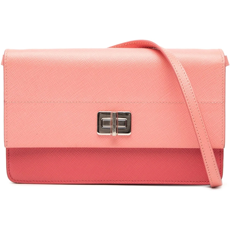 Prada Schultertasche Saffiano Turn Lock Wallet on Strap rose