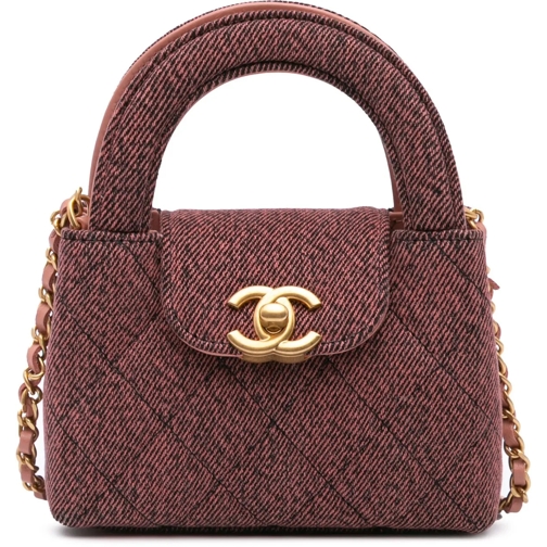 Chanel Sac à provisions 2021-2024 Nano Quilted Denim Kelly Shopper Bag rose
