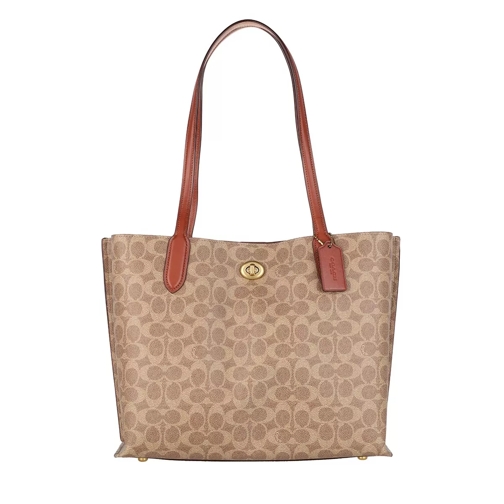 Coach Coated Canvas Signature Willow Tote Tan Rust Shopping Bag
