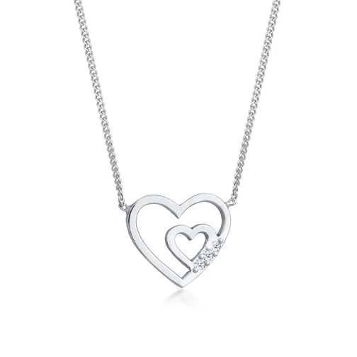 Elli Halskette Herzen Offen Liebe Diamant (0.045 ct.) 9 silber 