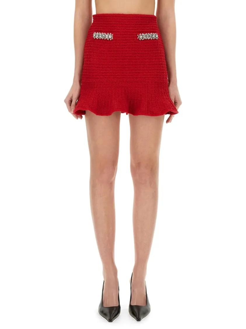 Thumbnail - self-portrait - Textured Knit Skirt - Größe S - rot