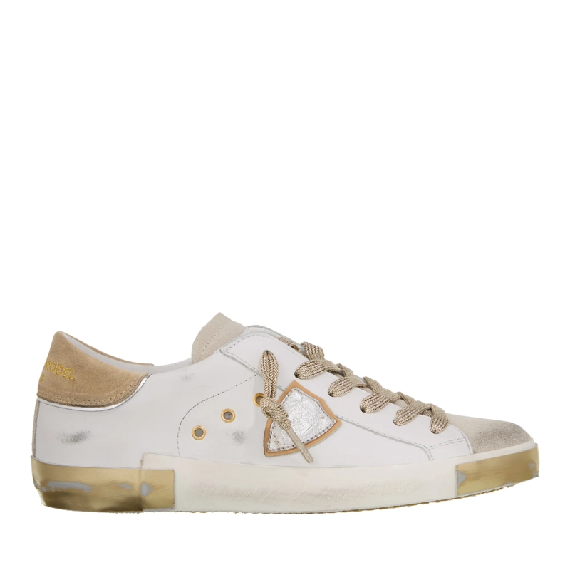 Philippe Model Low-Top-Sneaker Prsx Low Woman Veau Daim Blanc Sable'