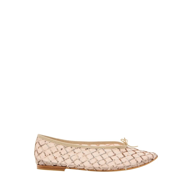 repetto Ballerines Light Gold Woven Flats With Leather-Wrapped Heel Gold