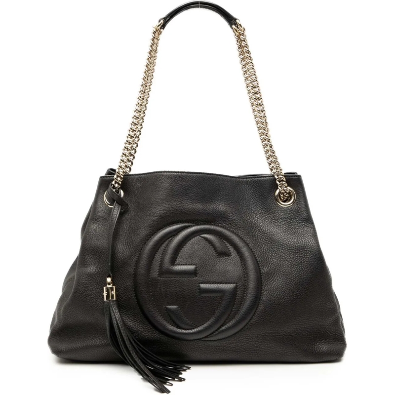 Gucci Shopper Medium Leather Soho Chain Tote schwarz