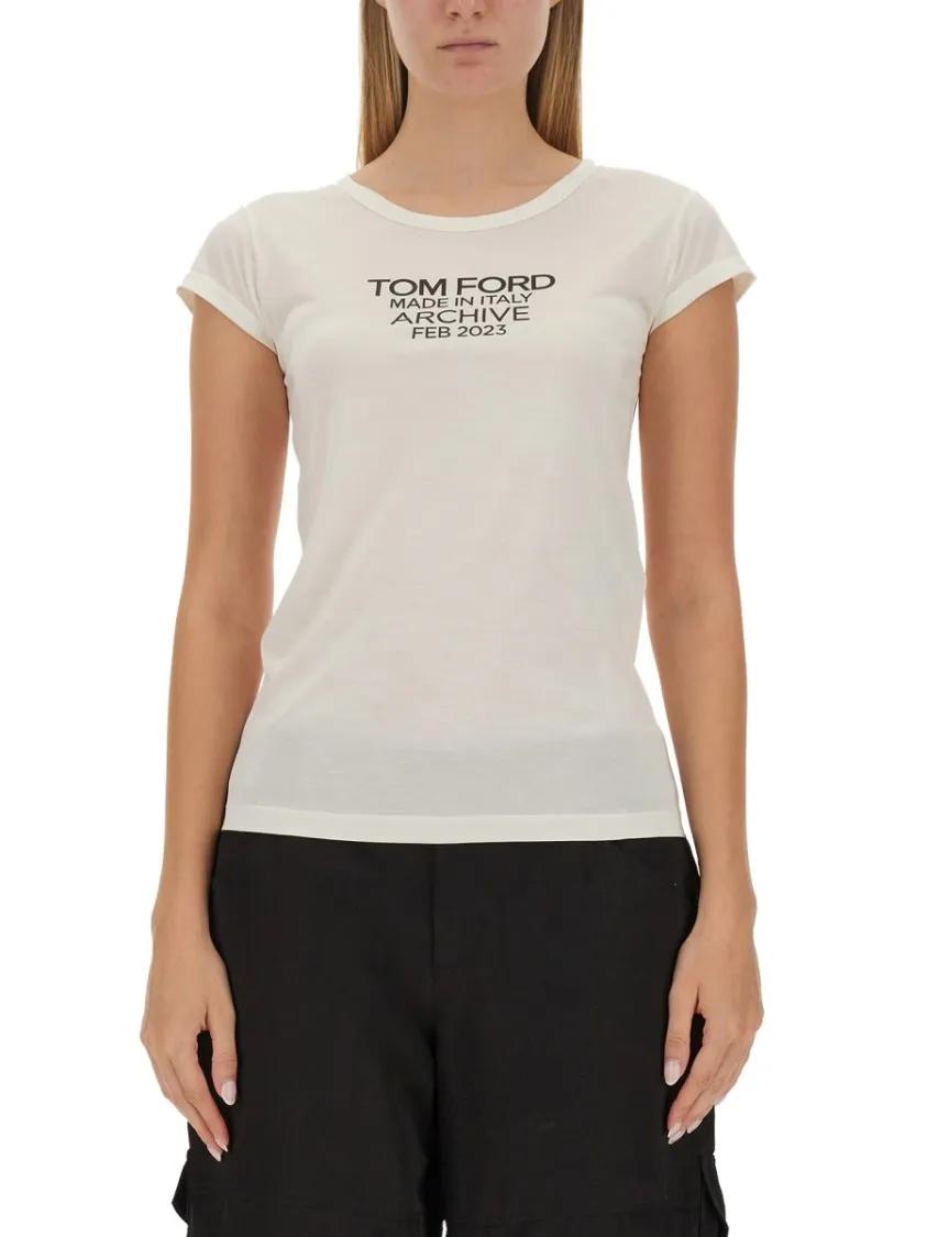 Thumbnail - Tom Ford - T-Shirt With Logo - Größe 44 - weiß