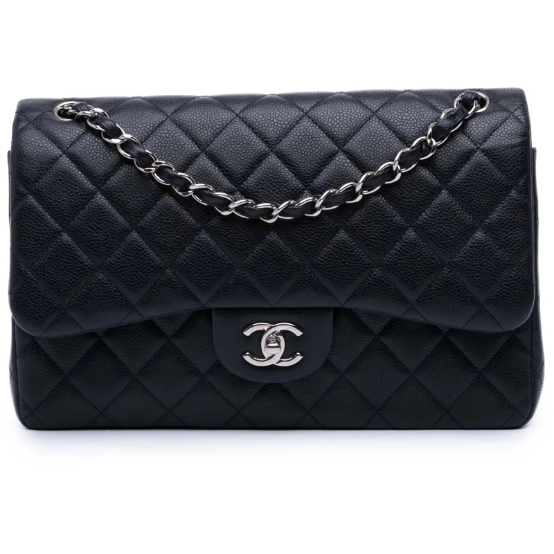 Chanel Sac à bandoulière Jumbo Classic Caviar Double Flap blau