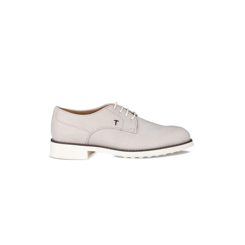 Tod's Schnürschuhe Beige Leather Derby Shoes With Design White