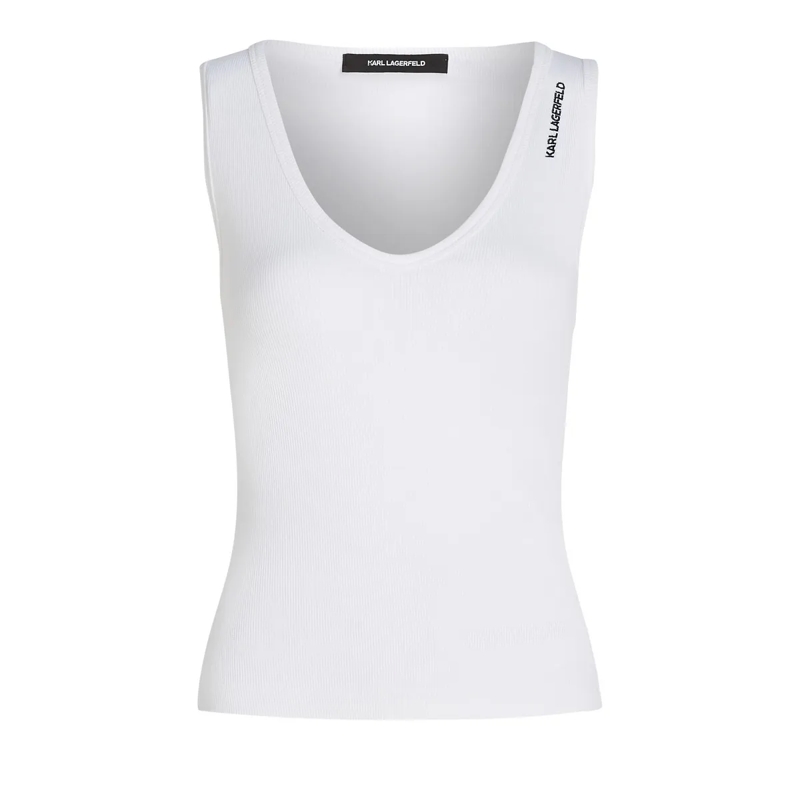 Karl Lagerfeld T-Shirt GERIPPTES TANKTOP MIT V-AUSSCHNITT weiss