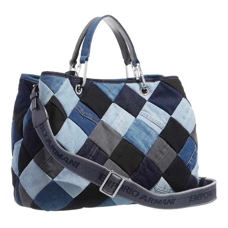 Emporio Armani Fourre-tout S33 Shopping Bag Patchwork Blue(Image 3)