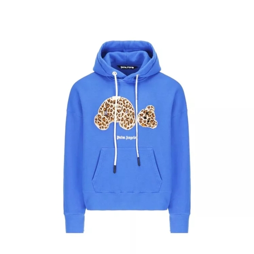Palm Angels Leopard Print Hooded Swetshirt Blue 