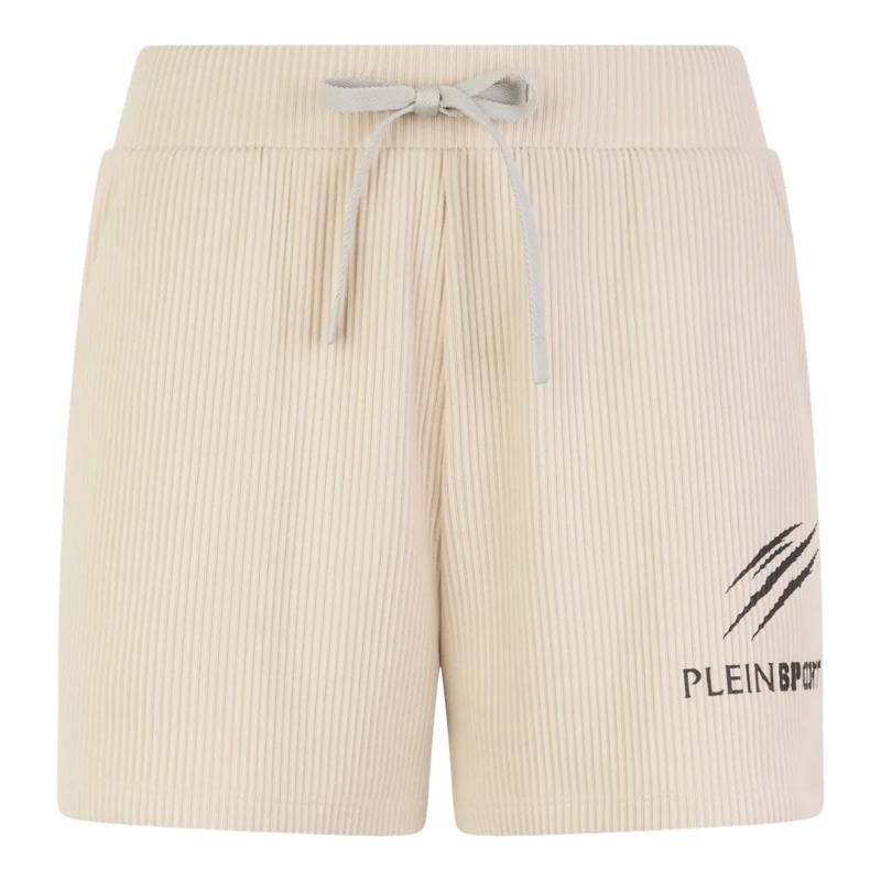 Plein Sport Shorts Ribbed Loose Fit Shorts Scratch weiss
