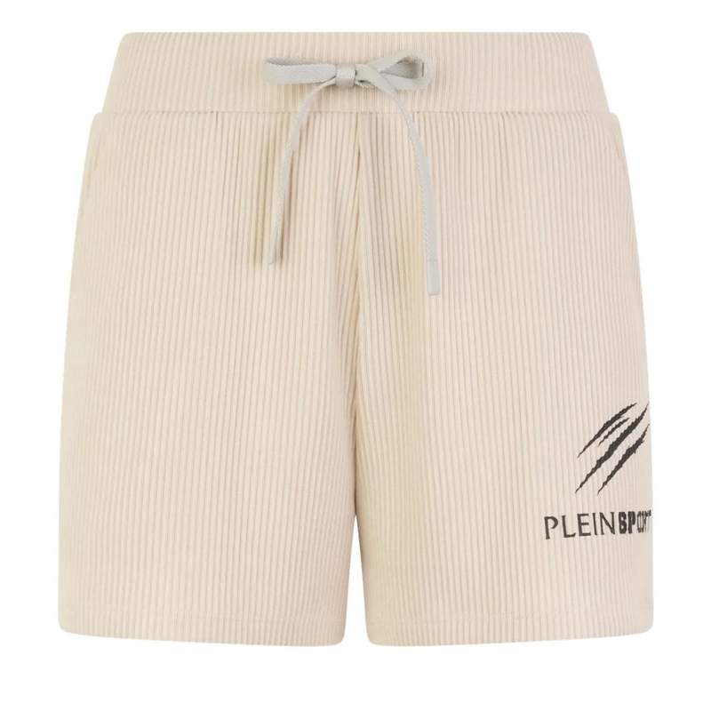 Plein Sport Shorts Ribbed Loose Fit Shorts Scratch weiss