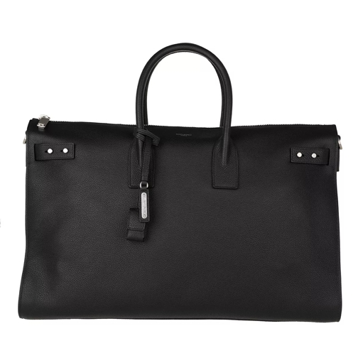 Saint Laurent Sac De Jour Duffle Travel Bag Leather Black Weekender