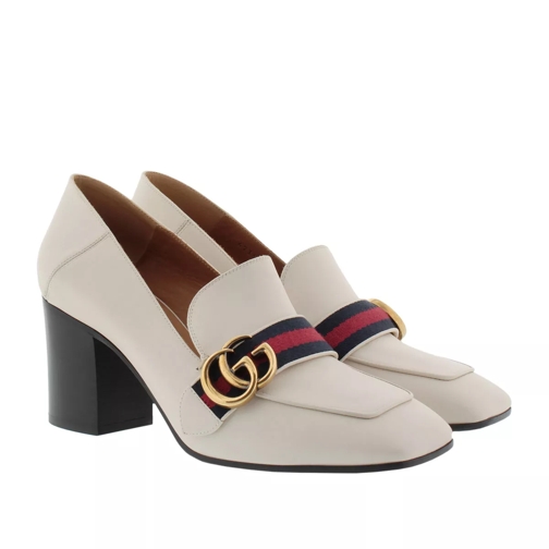 Gucci Betis Glamour Mid-Heel Leather Loafers Bianco/ Verde/ Rosso Pump
