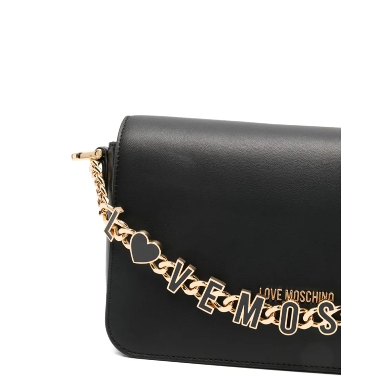 Love Moschino Schultertasche Structured Shoulder Bag With Gold-Tone Chain Grey