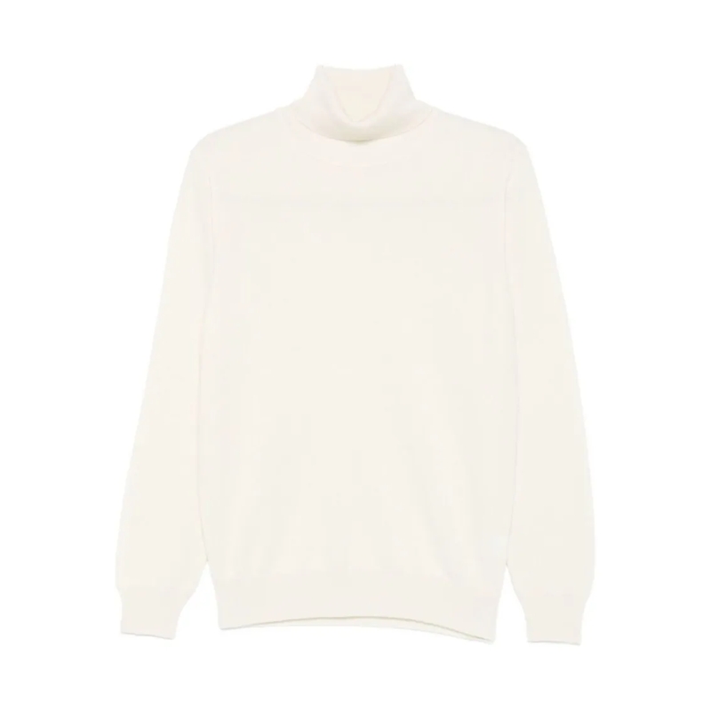 Kangra Pullover High Turtleneck Wool-Cashmere Sweater With Ribbed  Neutrals