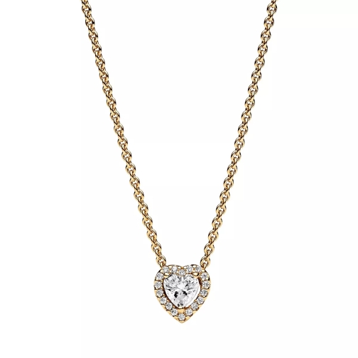Pandora Heart 14k gold-plated collier with clear cubic zir Clear Mittellange Halskette
