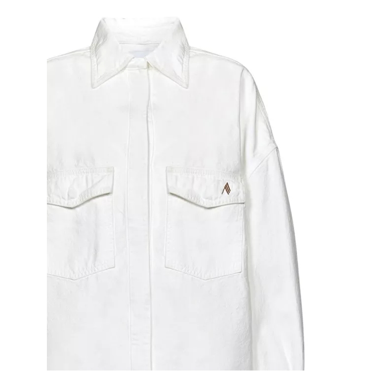 The Attico White Oversize Cotton Denim Jacket White Jeans