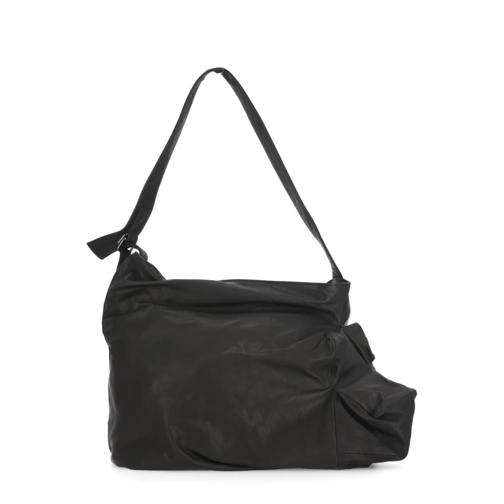 Discord X Yohji Yamamoto Leather Shoulder Bag Black Schoudertas