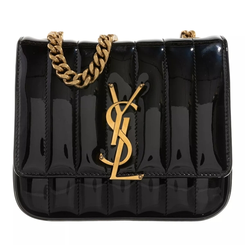 Saint Laurent Vicky Small In Quilted Patent Leather Black Crossbody Bag