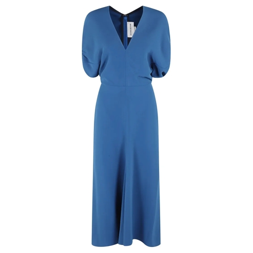 Victoria Beckham Midi-Kleider Blouson Detail Midi Dress Blue