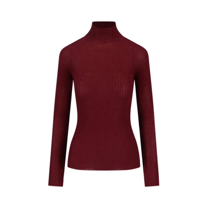 Sa Su Phi Trui met col Ribbed Cashmere-Silk Sweater With High Neckline An Burgundy