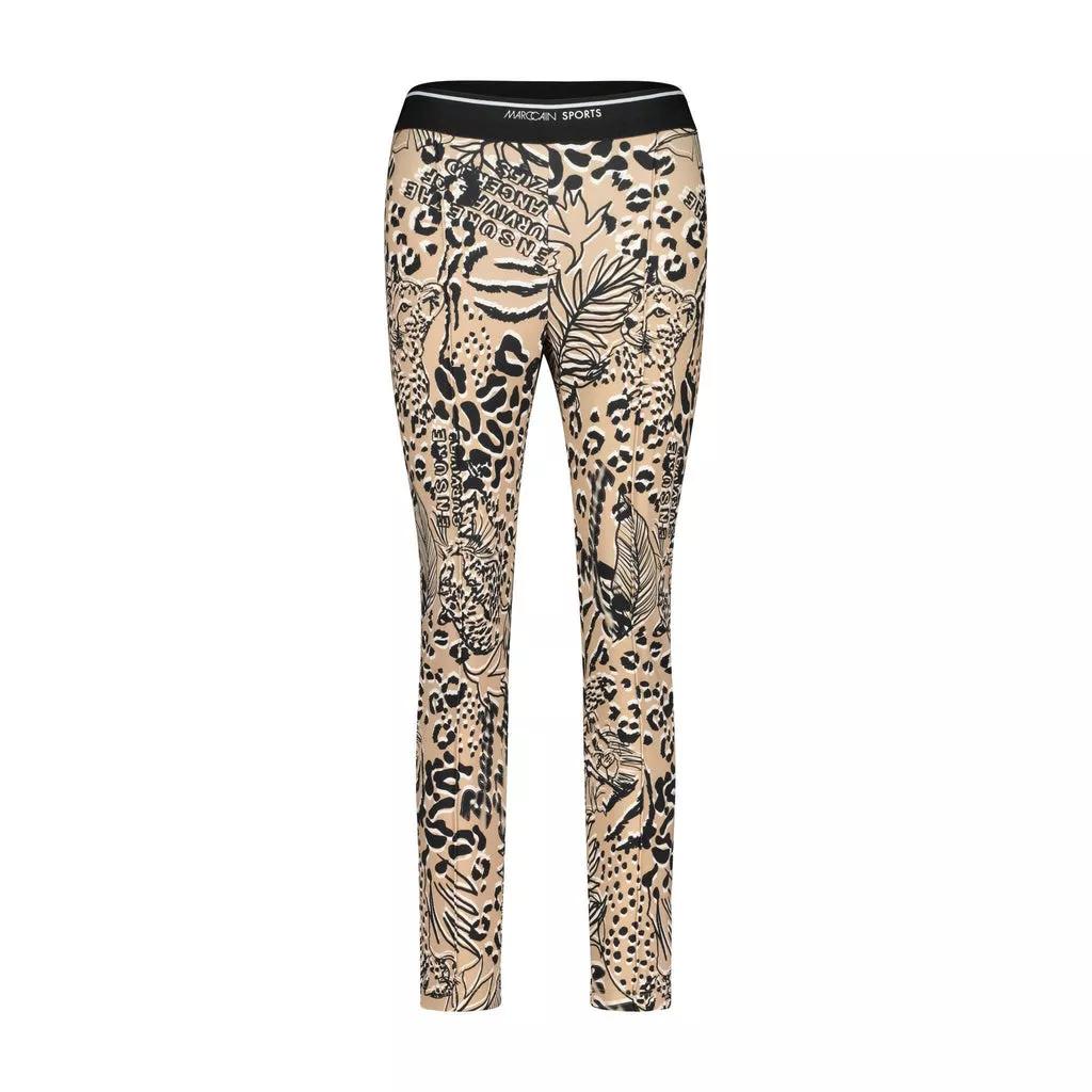 Marc Cain - Jerseyhose Sofia mit Animal-Print - Größe 44 - brown