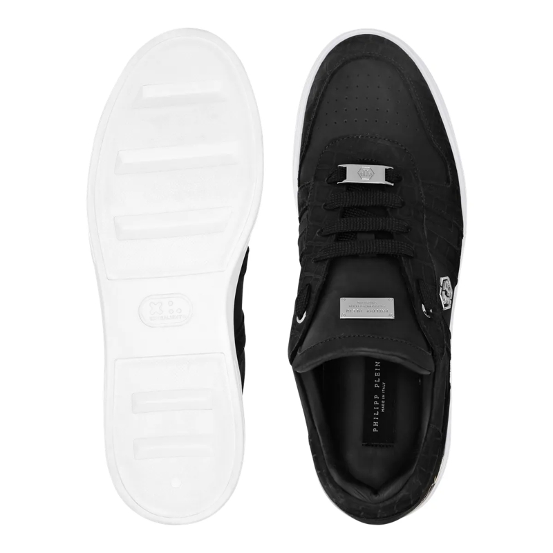 Philipp Plein Low-Top-Sneaker Lo-Top Turnschuhe Cocco Crocco Geprägt schwarz(Image 4)