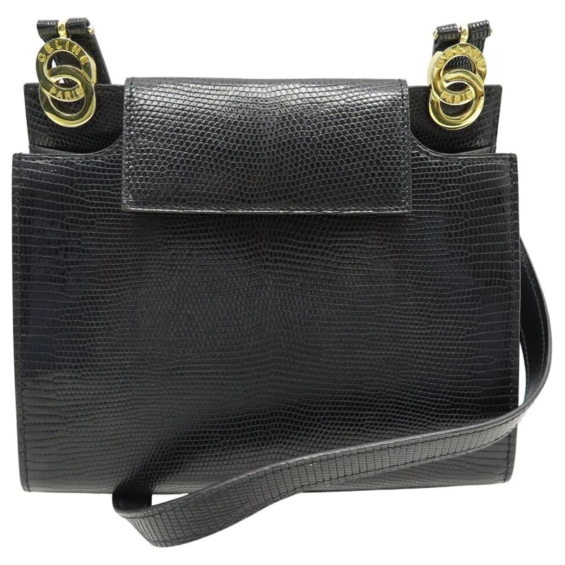 Celine Clutch NEU VINTAGE CELINE HANDTASCHE AUS SCHWARZEM EIDECH schwarz