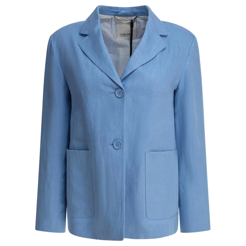 Max Mara Blazer Light Blue Linen Jacket Blue