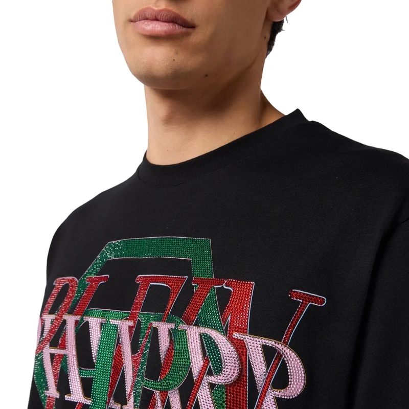 Philipp Plein T-Shirt Round Neck T-Shirt Logo Hexagon Stones schwarz(Image 5)