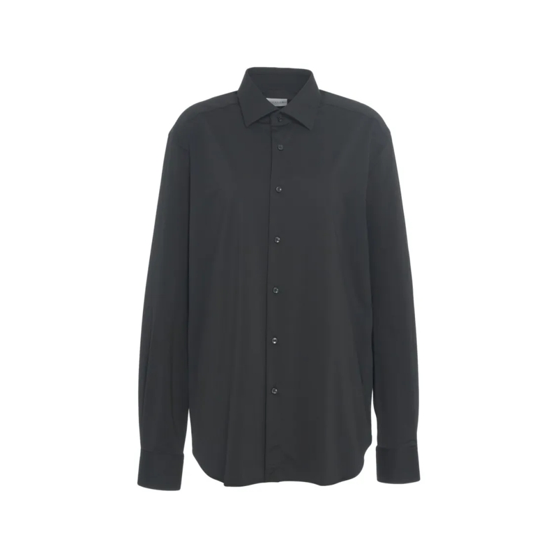 Gender Hemd Tailored Black Shirt With Structured Collar Black
