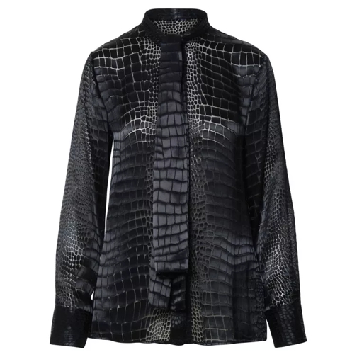 Versace Croco' Black Silk Blend Shirt Black 