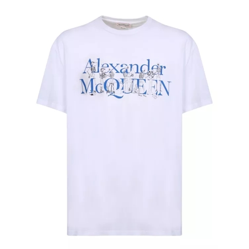 Alexander McQueen White And Sky Blue Skeleton Band T-Shirt White T-shirts