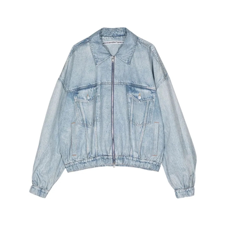 Alexander Wang Zip Up Denim Jacket Blue Jeans Jacken