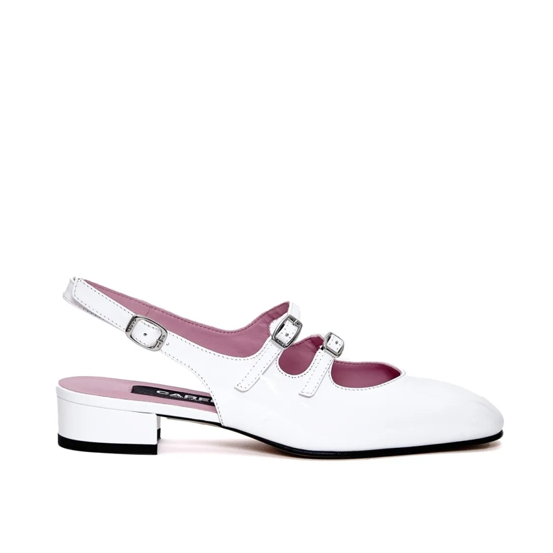 Carel Paris Pumps Slingback Vernice Bianca Tacco 30 Mm White