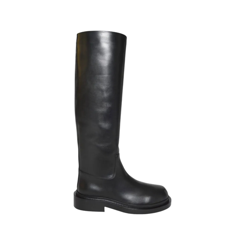 Jil Sander Bottes Glossy High Boot With Chunky Sole And Minimalist D Black