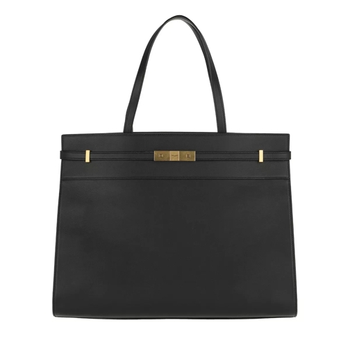 Saint Laurent Manhattan Shopping Bag Smooth Leather Black Rymlig shoppingväska