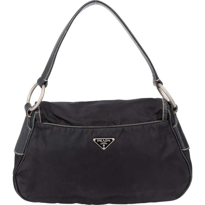 Prada Sac à bandoulière Prada Black Nylon Triangle Handbag schwarz