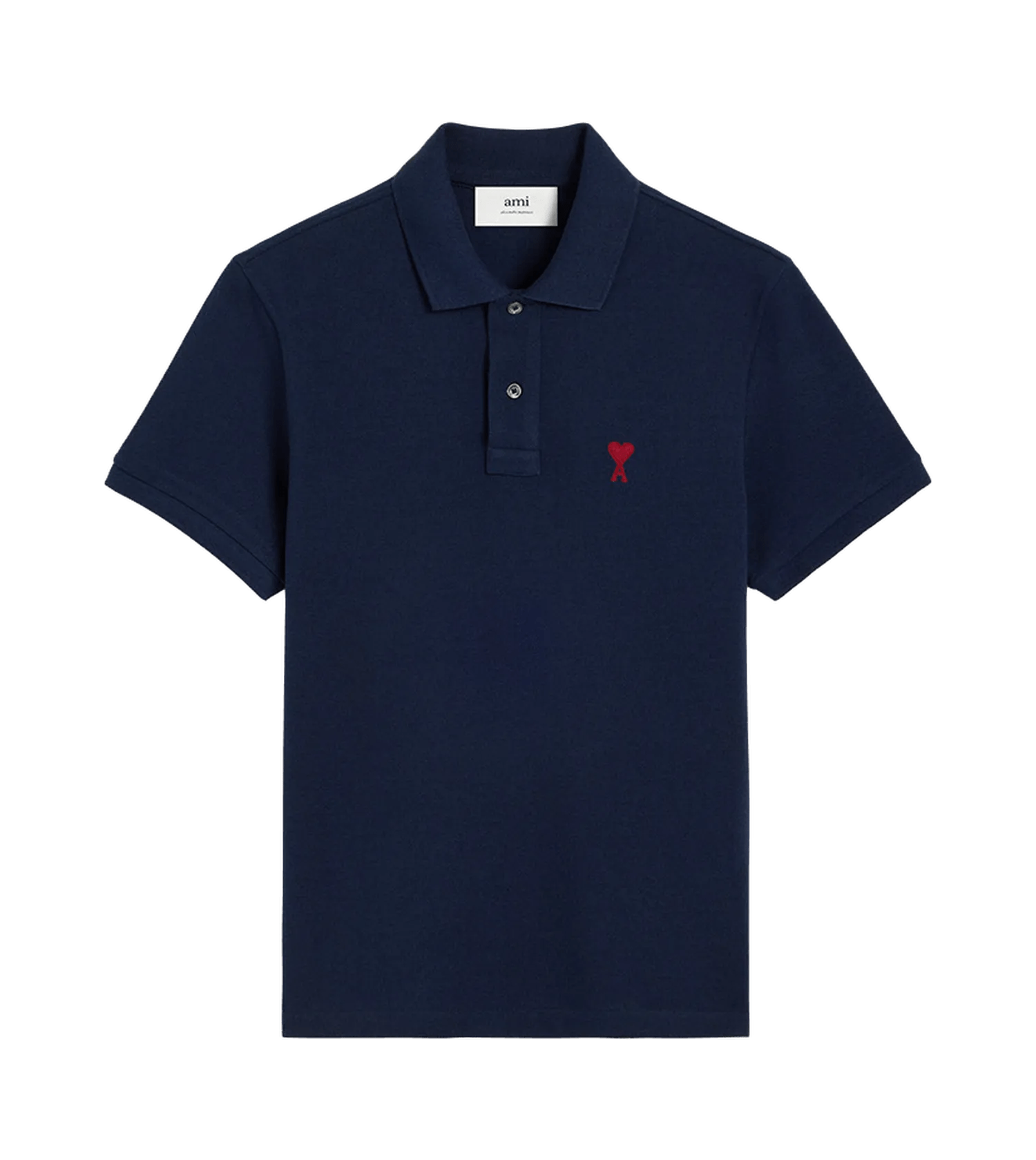 AMI Paris - Polo-Shirt mit rotem Ami de Coeur Logo - Größe XS - blau