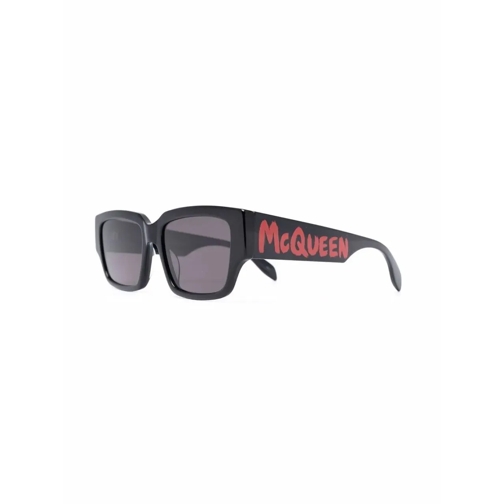 Alexander McQueen Sonnenbrille Graffiti Logo Rectangular Sunglasses schwarz