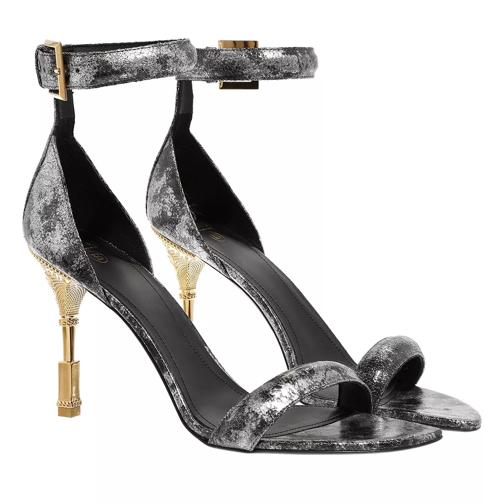 Balmain Sandals Coin In Laminated Leather Black Strappy sandaal