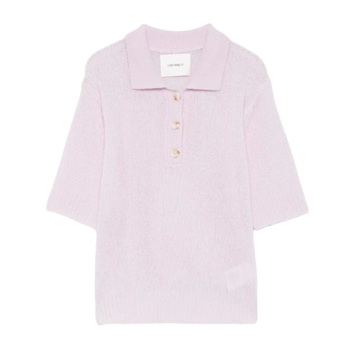 Lisa Yang T-Shirts Lilac Ribbed Cashmere-Silk Masy Polo Top Purple