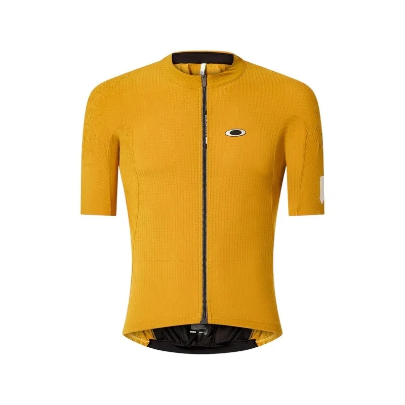 Oakley T-shirt Yellow Pinstripe Short Sleeves Jersey Yellow