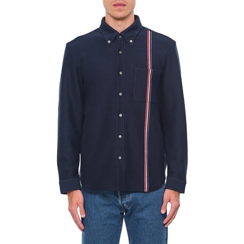 Thom Browne Shirt Jacket In Double Face Knit Blue Shirts