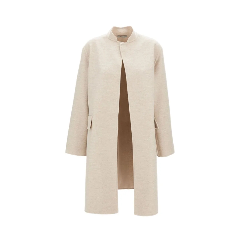 DUSAN Manteau de transition Long Cashmere Coat With Open Front Neutrals