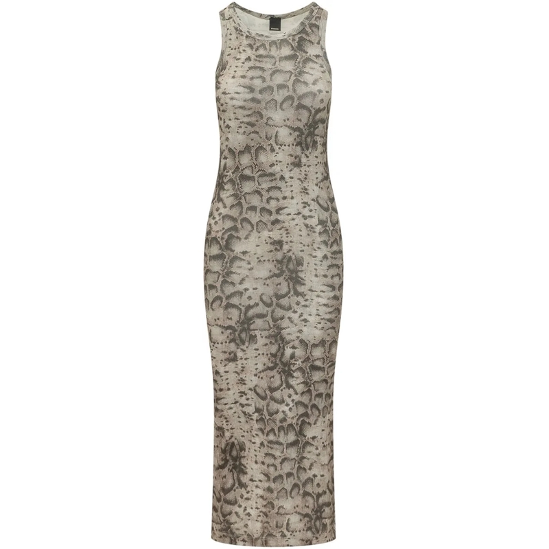 Pinko Maxikleid Abito a Coste Senza Maniche taupe