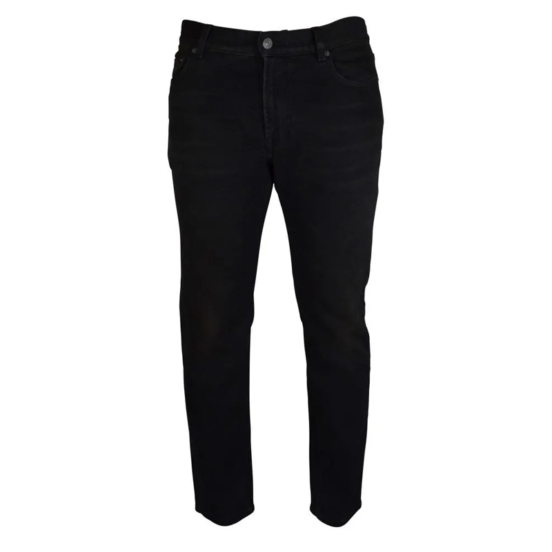 Balenciaga Jeans Washed Black Denim Jeans With Signature Branding Black