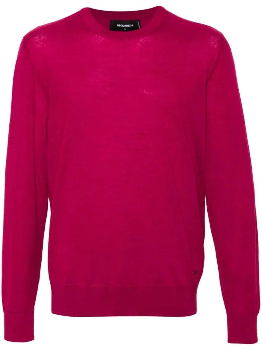 Thumbnail - Dsquared2 - Cherry Red Virgin Wool Blend Sweater - Größe XL - pink