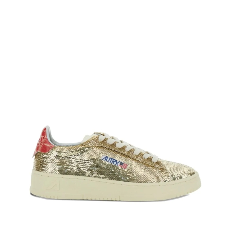 Autry International Lage-top sneaker Dallas Low 'Sparkling' Sneakers In Platinum Sequin Gold